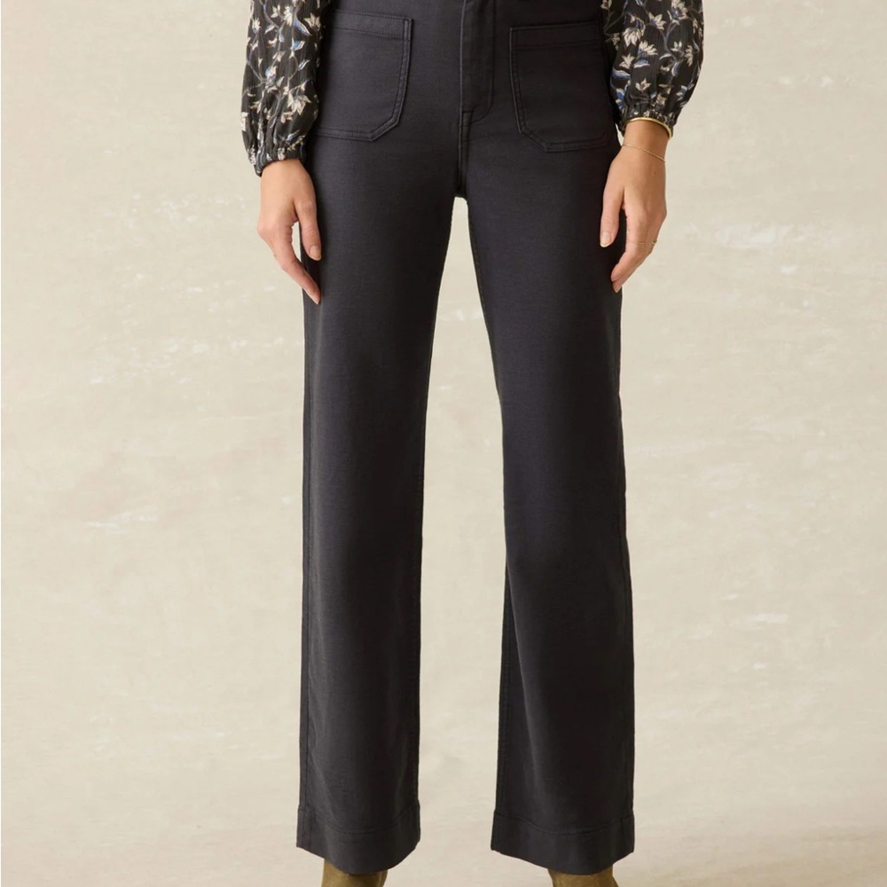 Faherty Stretch Terry Patch Pocket Pants, 29, womens, washed black